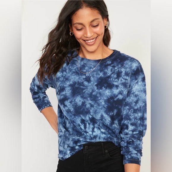 Old Navy Sweaters - Old Navy Blue Tie-dye Crewneck Sweater Size Large